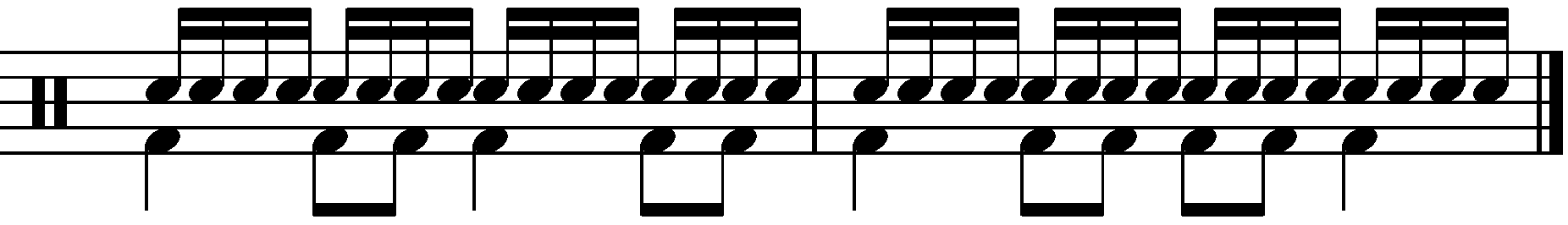 A foot speed exercise using eighth note feet