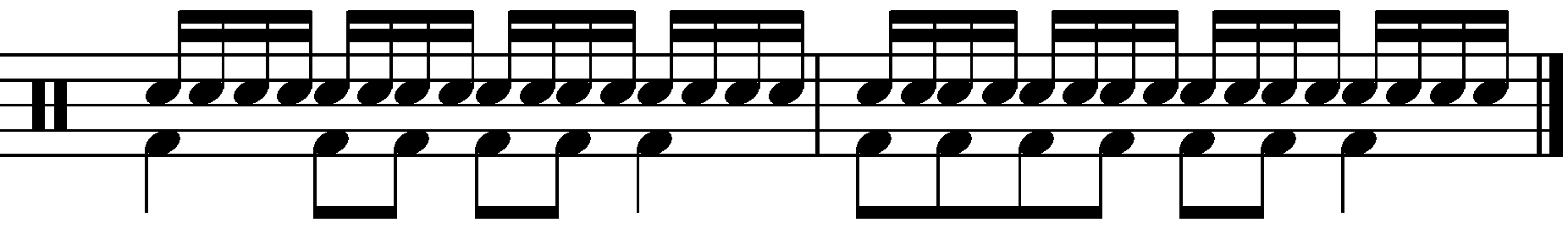 A foot speed exercise using eighth note feet
