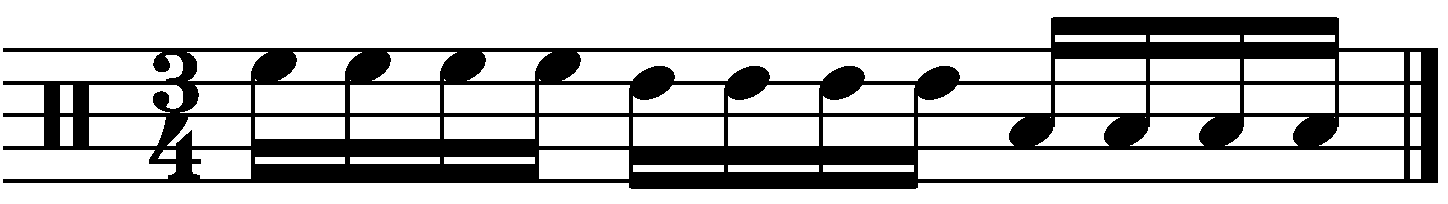 A full bar 16th note fill in 3/4