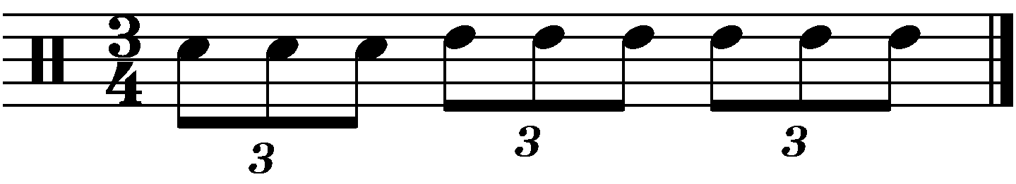 A full bar 8th note triplet fill in 3/4