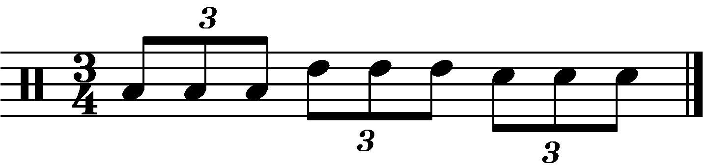 A full bar 8th note triplet fill in 3/4