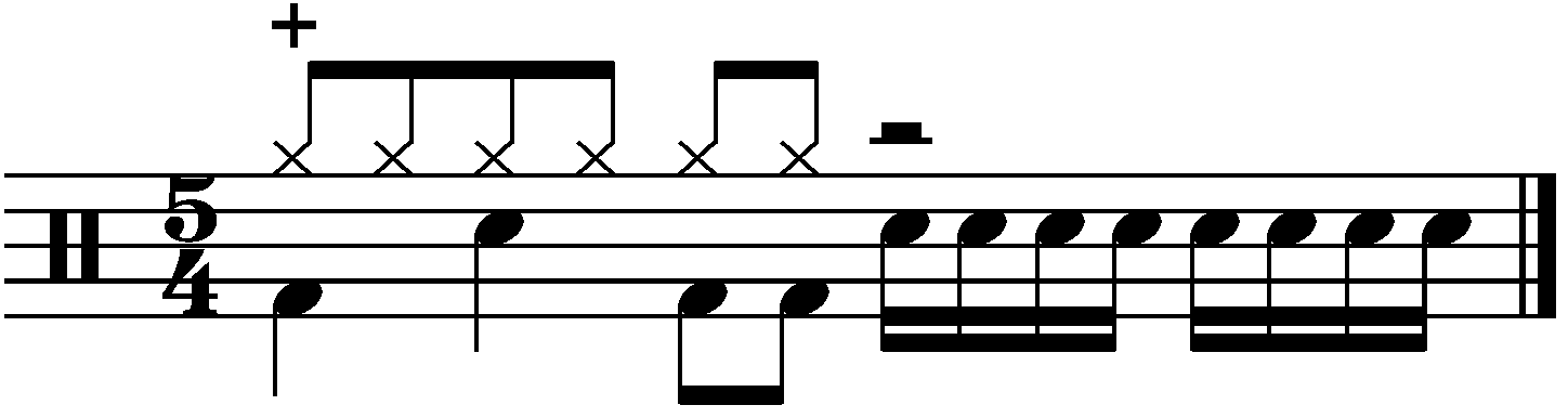 A two beat fill in 5/4