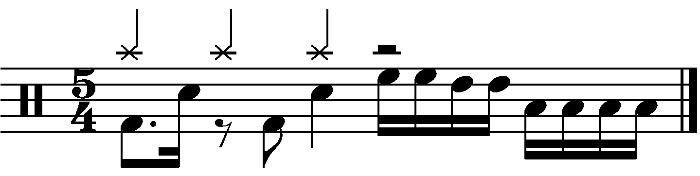 A two beat fill in 5/4