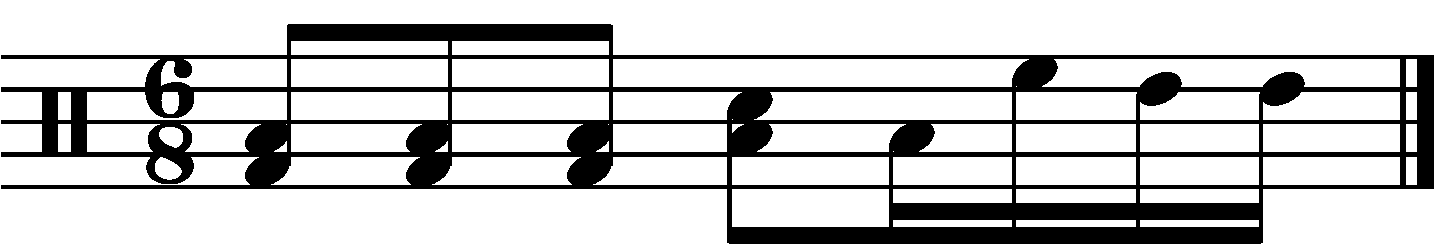 A fill in 6/8 built of four 16th notes