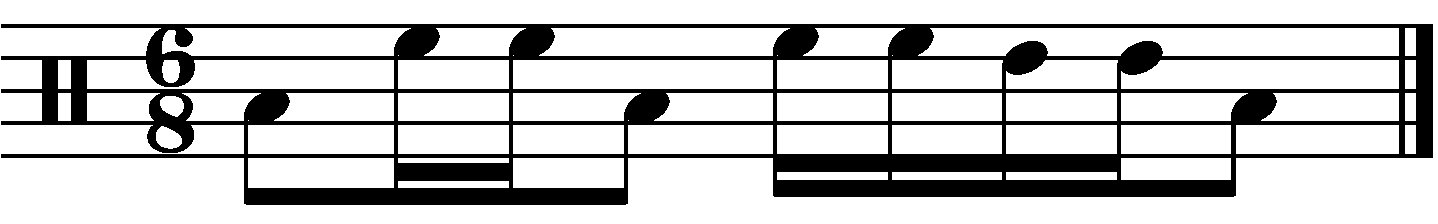 A fill in 6/8 built from a specific 16th note rhythm