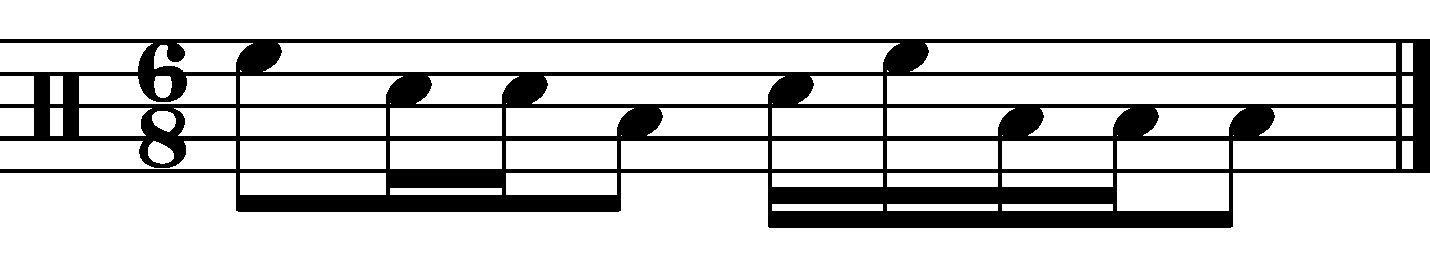A fill in 6/8 built from a specific 16th note rhythm