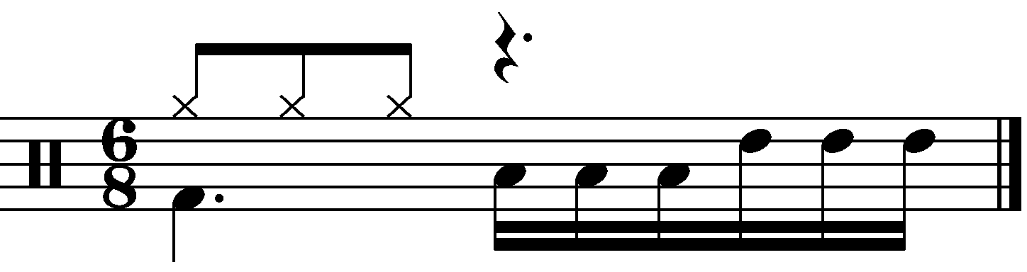 A half bar 16th note fill in 6/8