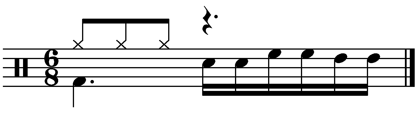 A half bar 16th note fill in 6/8