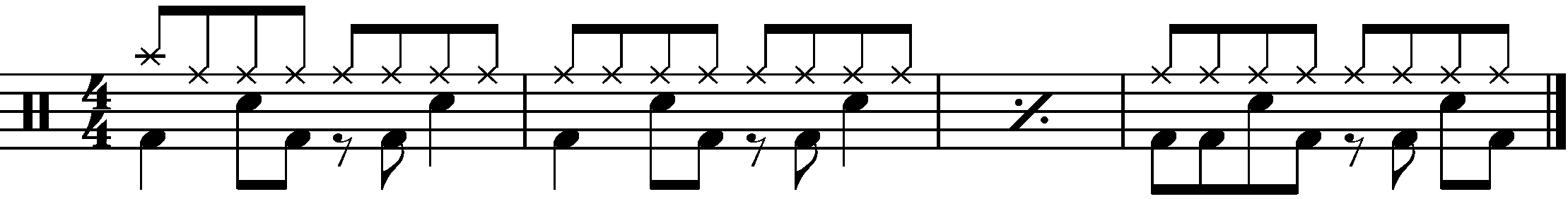 An A A A B example with a groove based fill