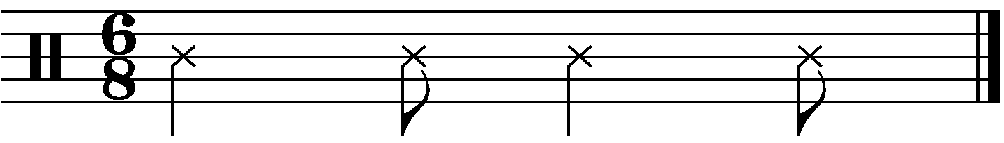 Basic 6/8 groove example 3 rhythm