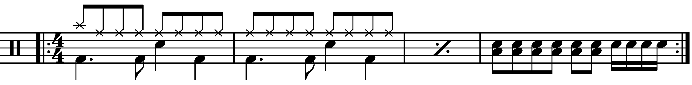 A four bar phrase using a half time groove.