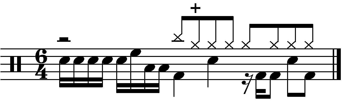 An example of moving a two beat fill in the time signature of 6/4
