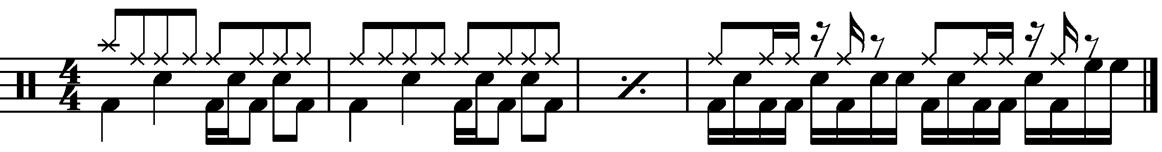 A short phrase using a paradiddle fill