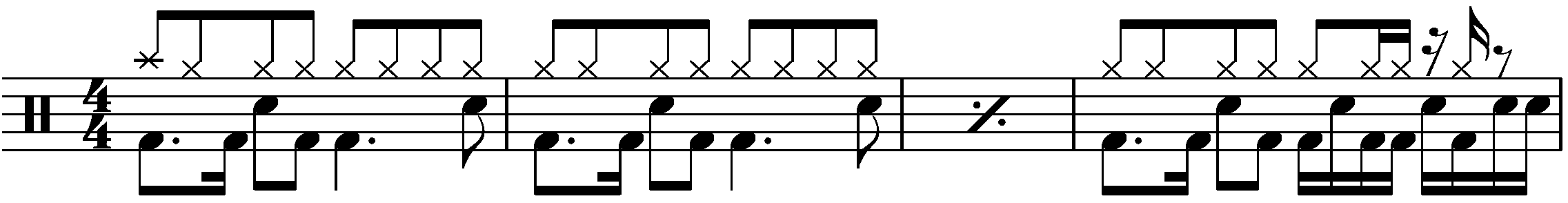 A short phrase using a paradiddle fill