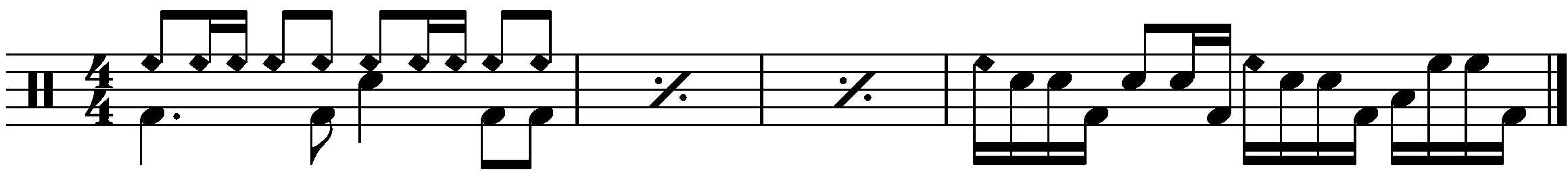 A four bar phrase containing a fill built using the RLRF shape