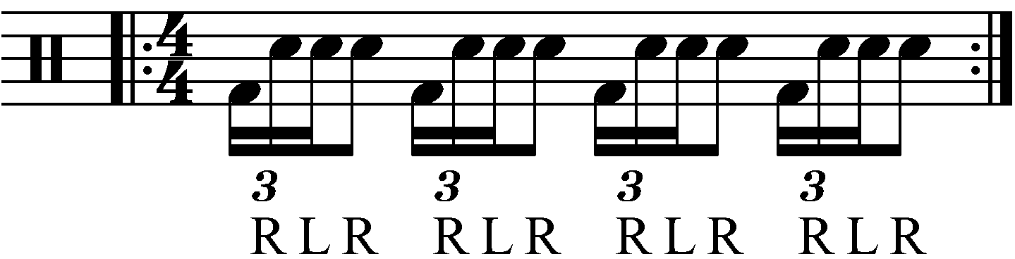 The basic part as sixteenth note triplets.