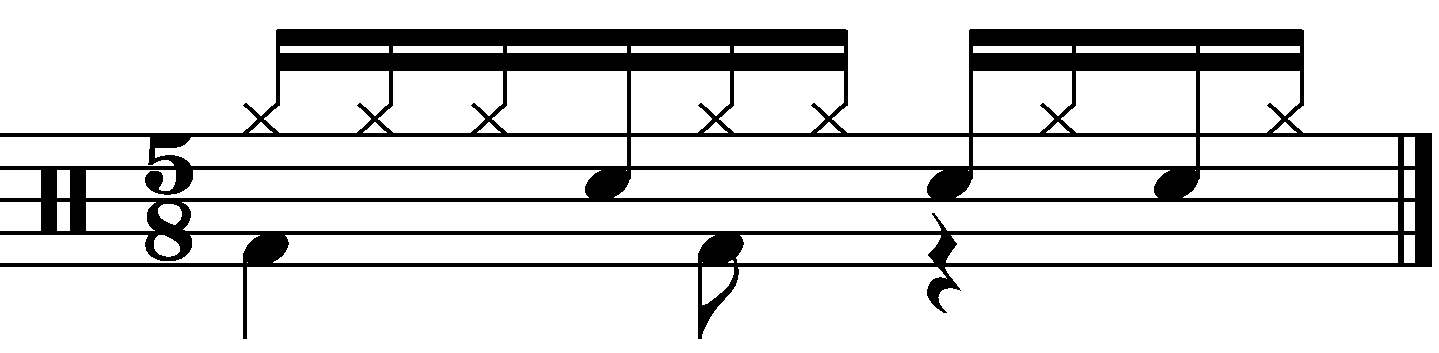 A 5/8 groove using the 16 beat concept