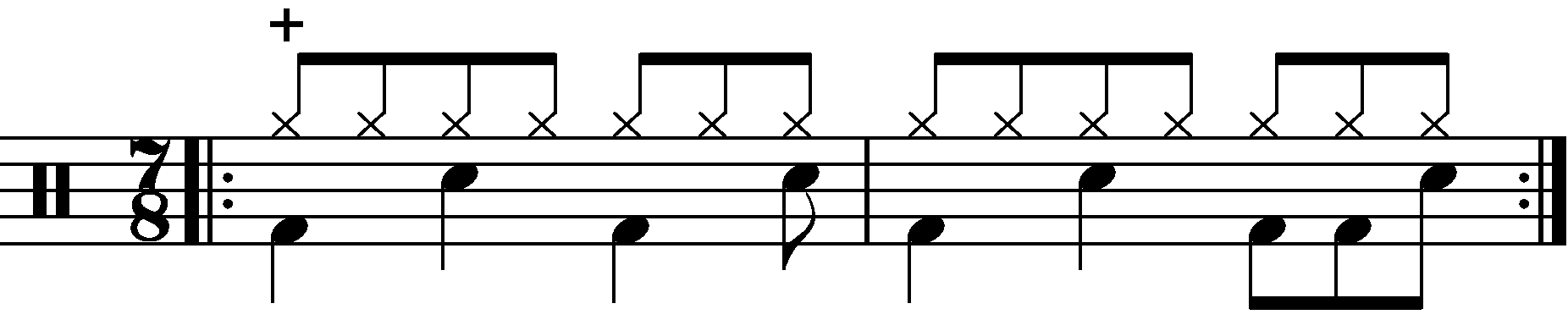 A two bar simple 7/8 groove