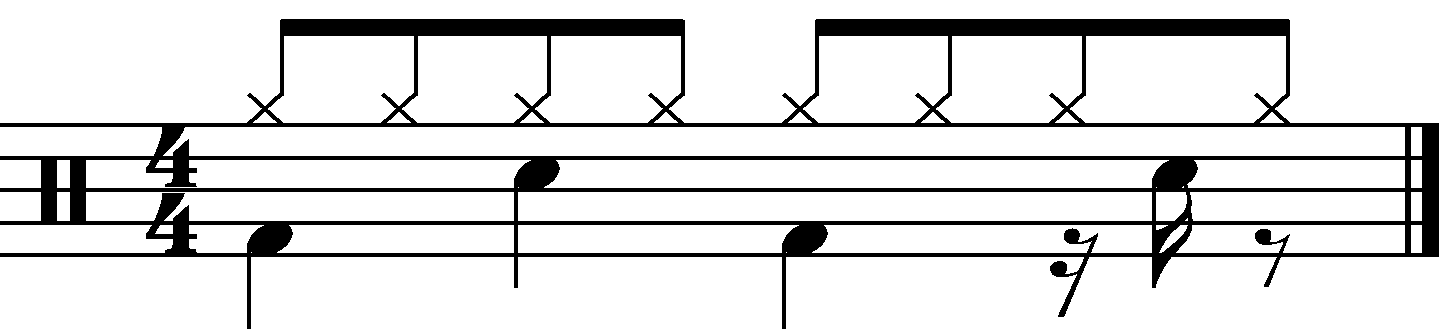 A simple groove where beat 4 has been displaced