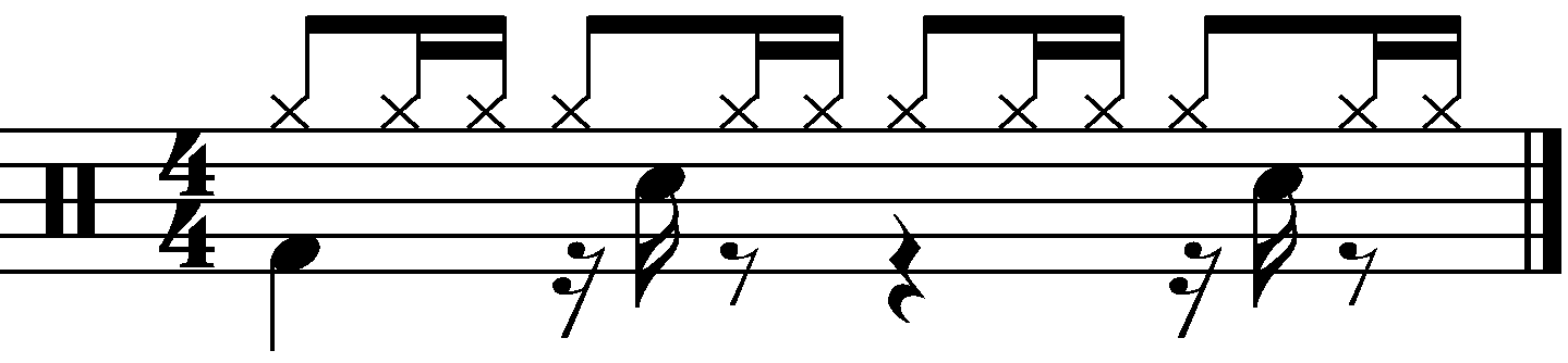 A groove with beats 2 and 4 displaced