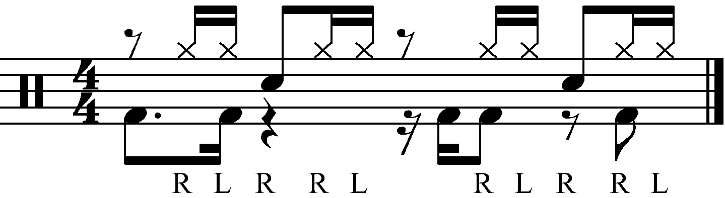 A groove using a R L sticking