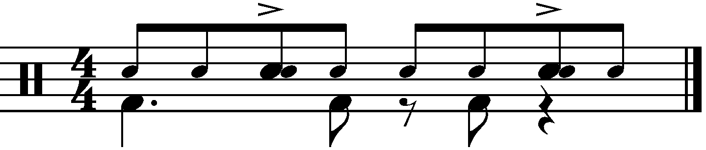 A groove with the right hand on the snare
