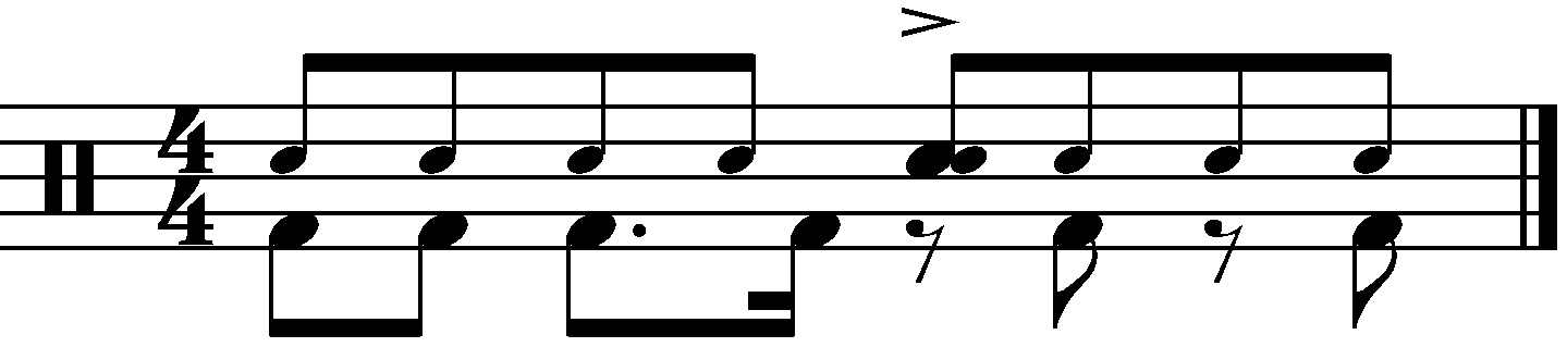 A groove with the right hand on the snare