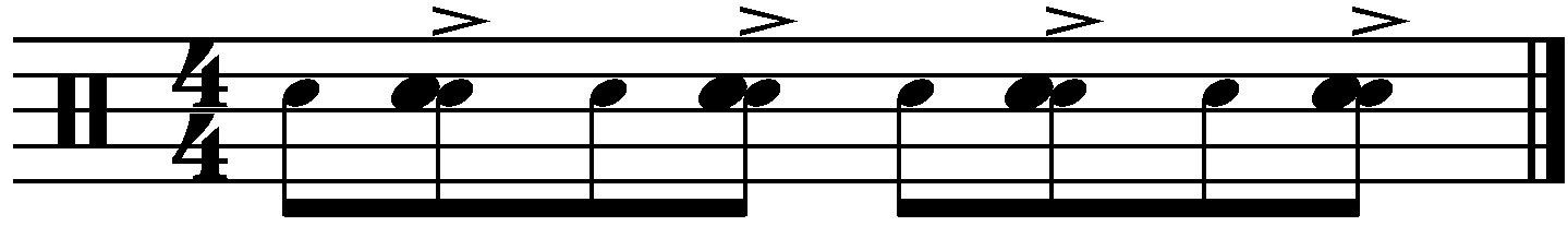 The hands for the double time version of this groove with brackets
