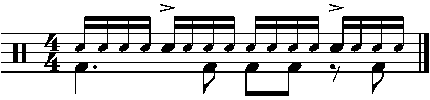 A basic train groove with ghost notes