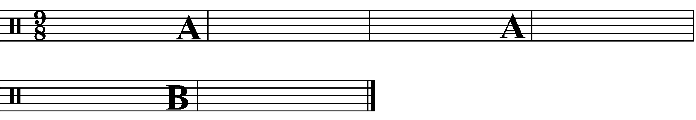 A six bar phrase made up of three 2 bar section.