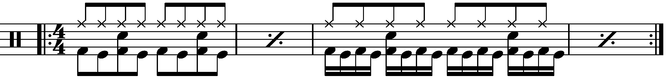 8th Note to 16th Note Double kick groove exercise.