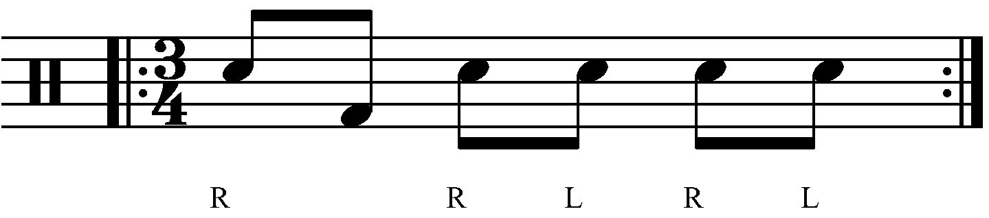 The exercise as eighth notes in 3/4