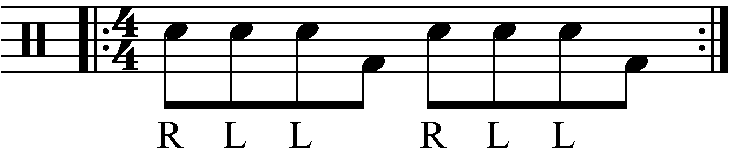 The straight 8th note version of the exercise.