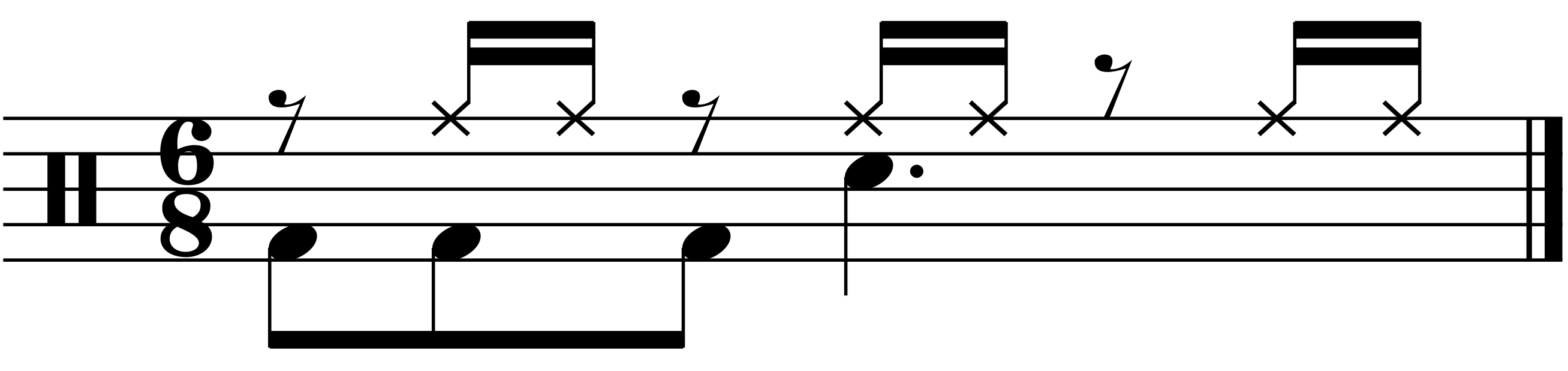 An unusual rhythm for the right hand in 6/8