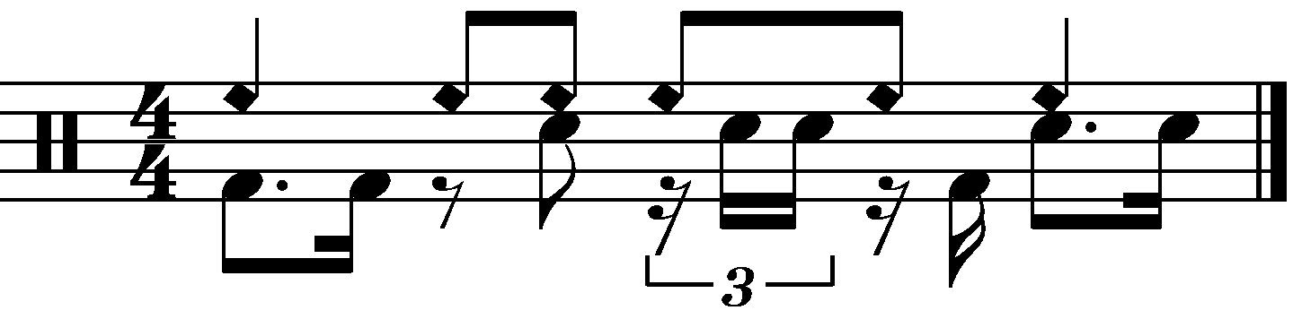 A groove using standard triplets on the offbeat
