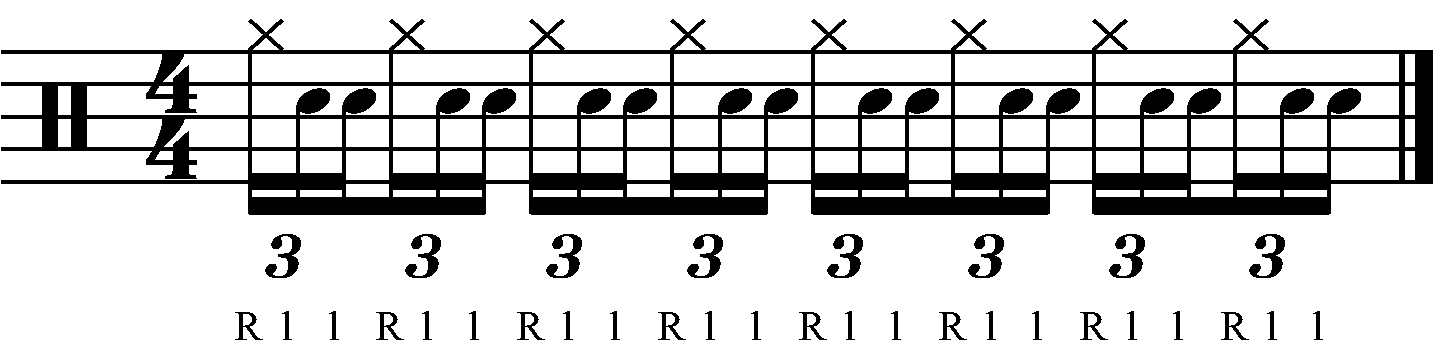 An orchestrated standard triplet as 16th notes
