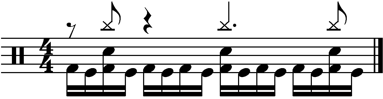 The full groove with right hand following left.