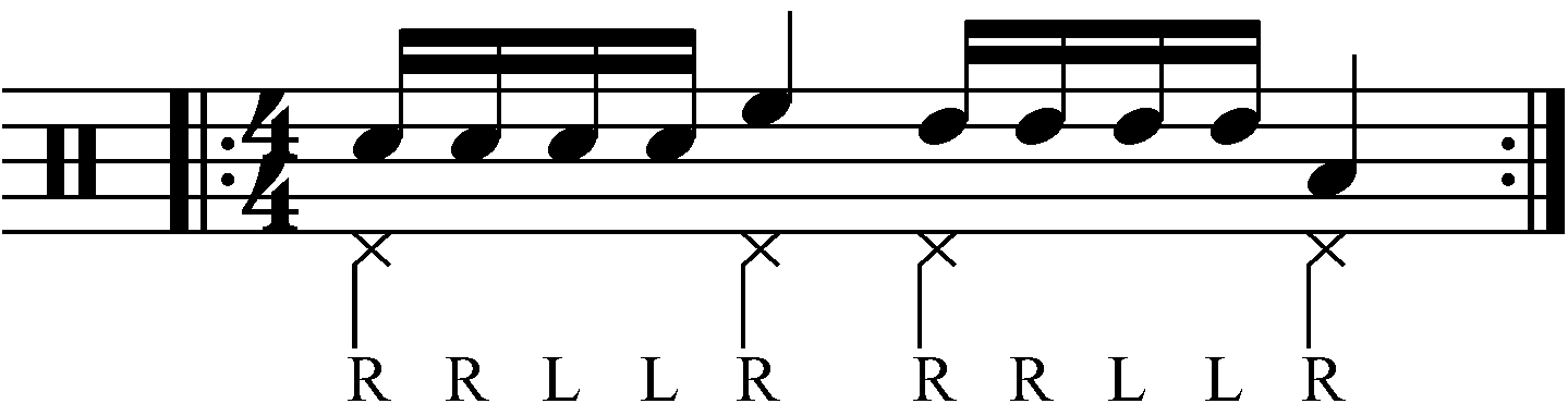 5 stroke roll moving in quarter notes