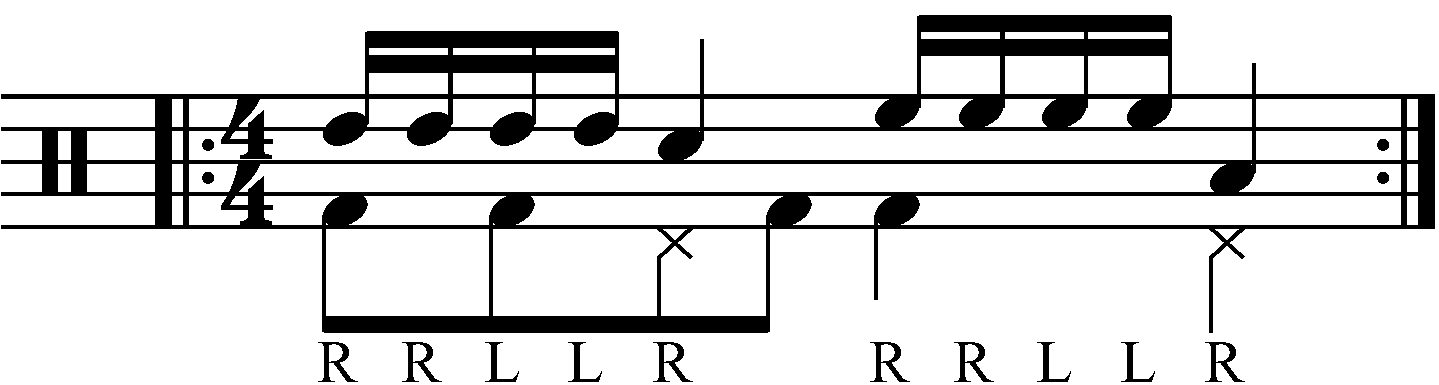 5 stroke roll moving in quarter notes