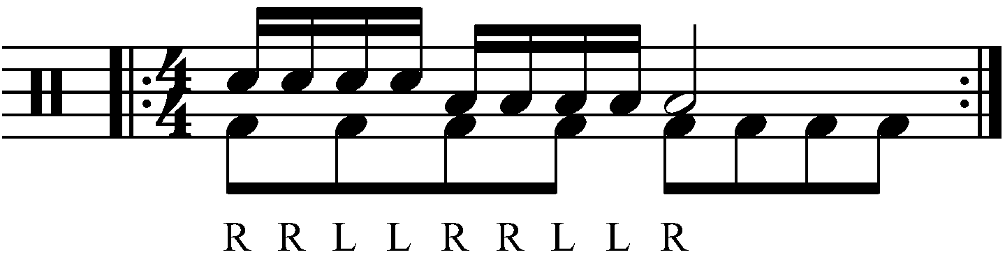 9 stroke roll moving in quarter notes