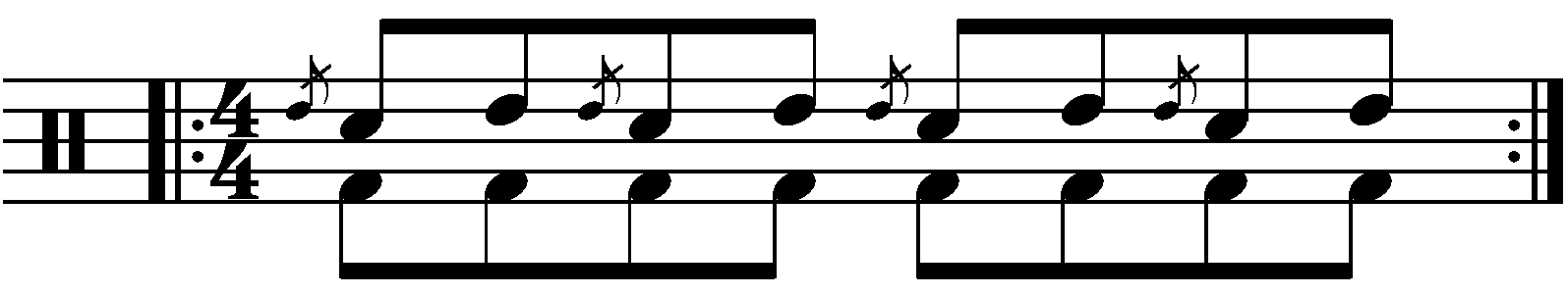 Flam tap with each hand playing a different drum