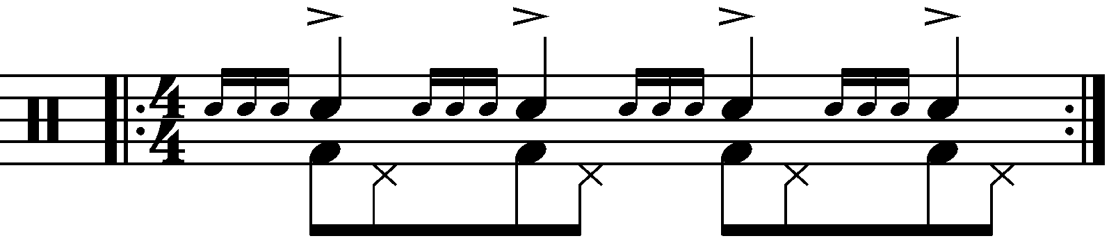 A Four Stroke Ruff with eighth note feet