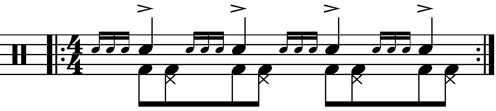 A Four Stroke Ruff with eighth note feet