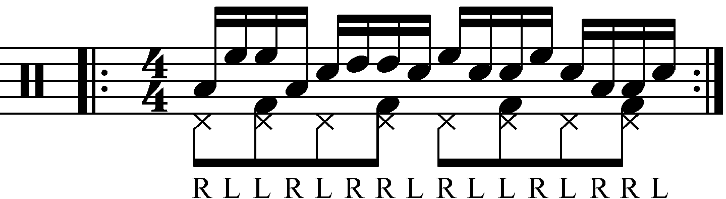Inverted Paradiddle with each hand playing a different drum