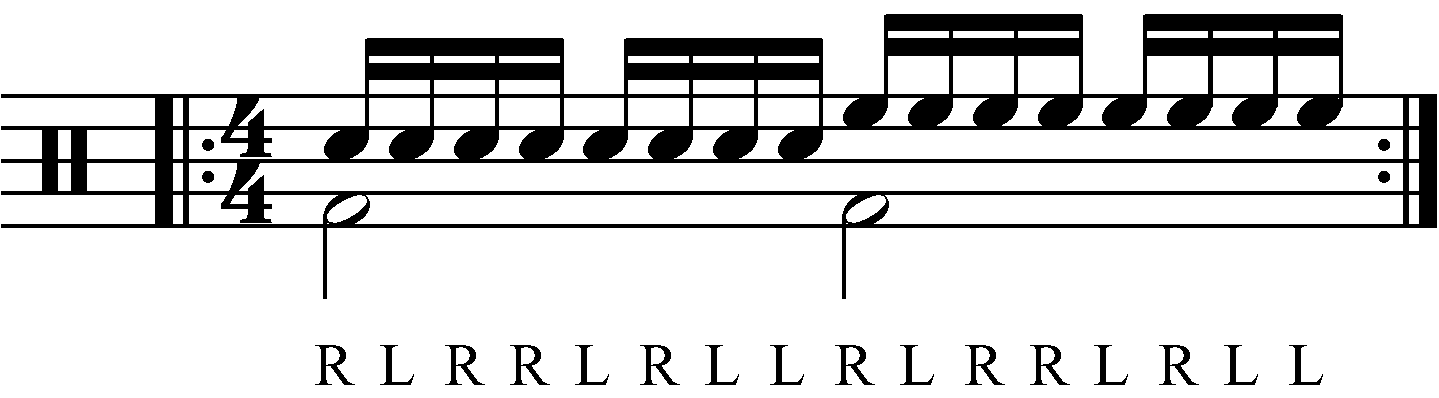 Standard Paradiddle played as groups of eight