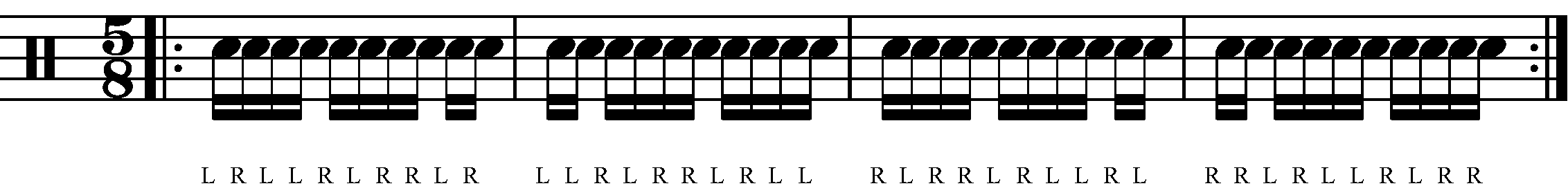 A Paradiddle in 5/8 with reverse sticking