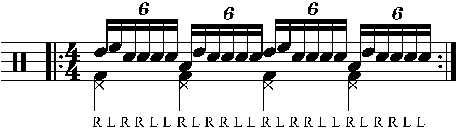 Paradiddle Diddle with moving single strokes