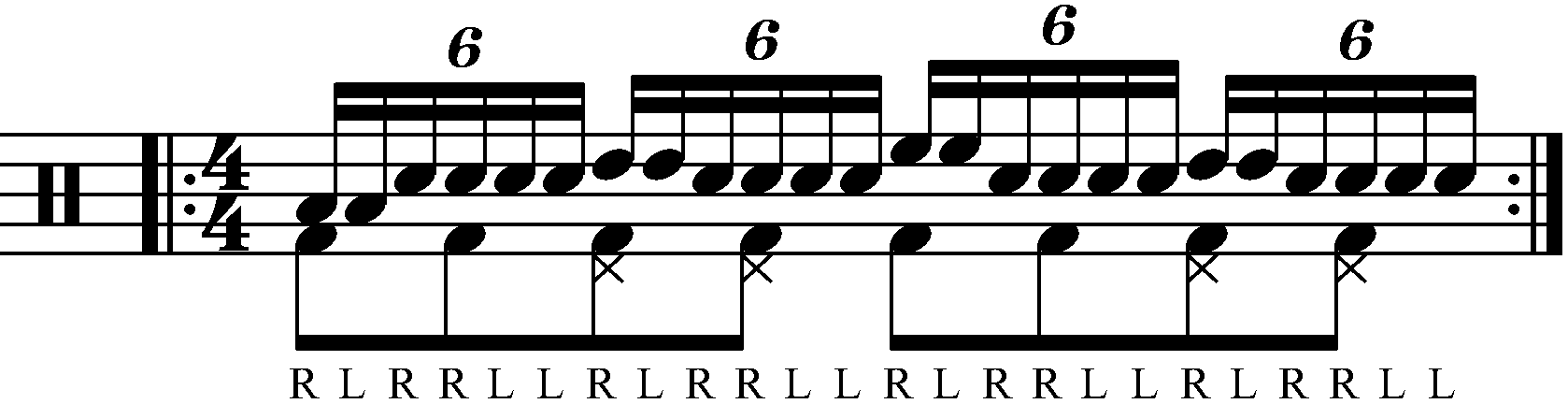 Paradiddle Diddle with moving single strokes