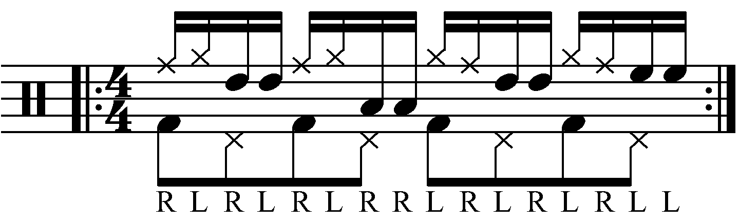 Triple paradiddle orchestrated with cymbals