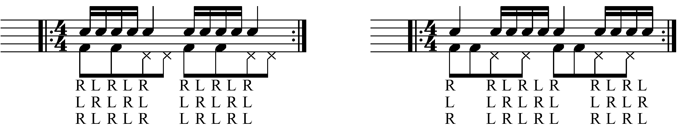 Adding eighth note feet under a single stroke 5
